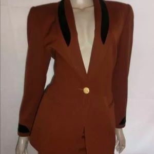 ESCADA Wool Velvet Trim Sz 38 Womens Blazer/black velvet pencil skirt Sz 40 set